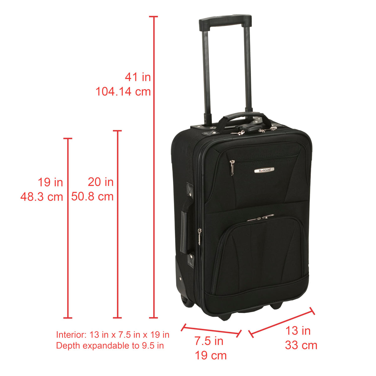Expandable Softside Upright Luggage Set, Black, 2-Piece (14/19) B13325