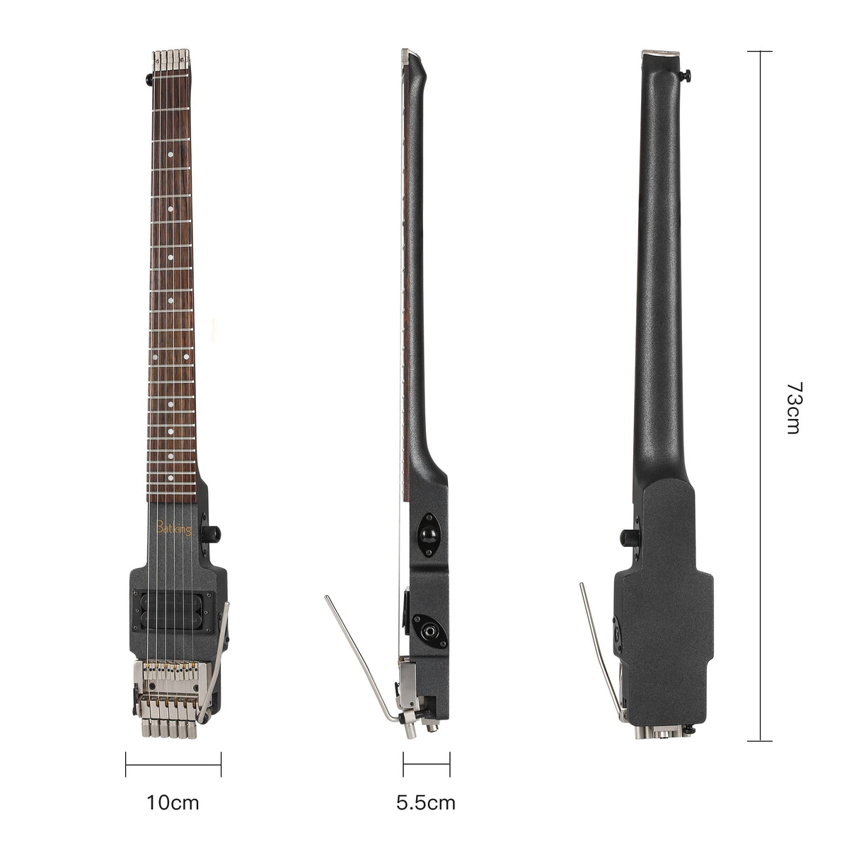Travel Electric Guitar Headless 6 String One-piece Canada Maple Neck Double Locking Tremolo Bridge with Gigbag E469315