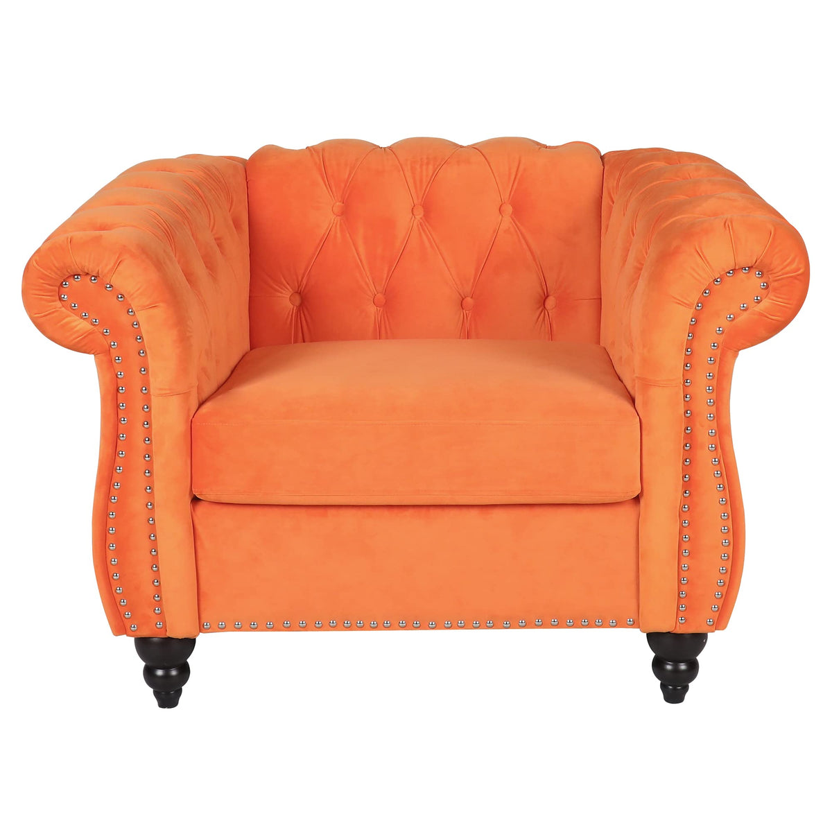Orange Velvet Accent Chair Y618077