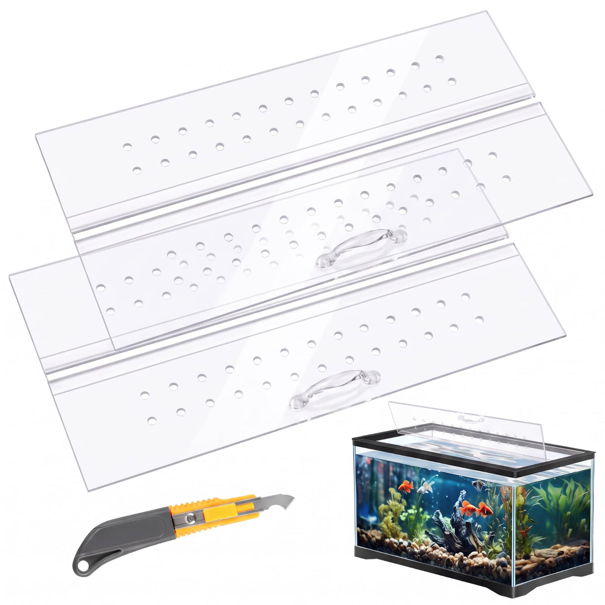Clear Polycarbonate Aquarium Canopy Set 2 Pcs with Handle Z4220