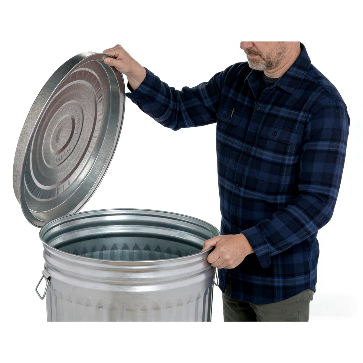 31 Gallon Galvanized Steel Trash Can with Lid S88233