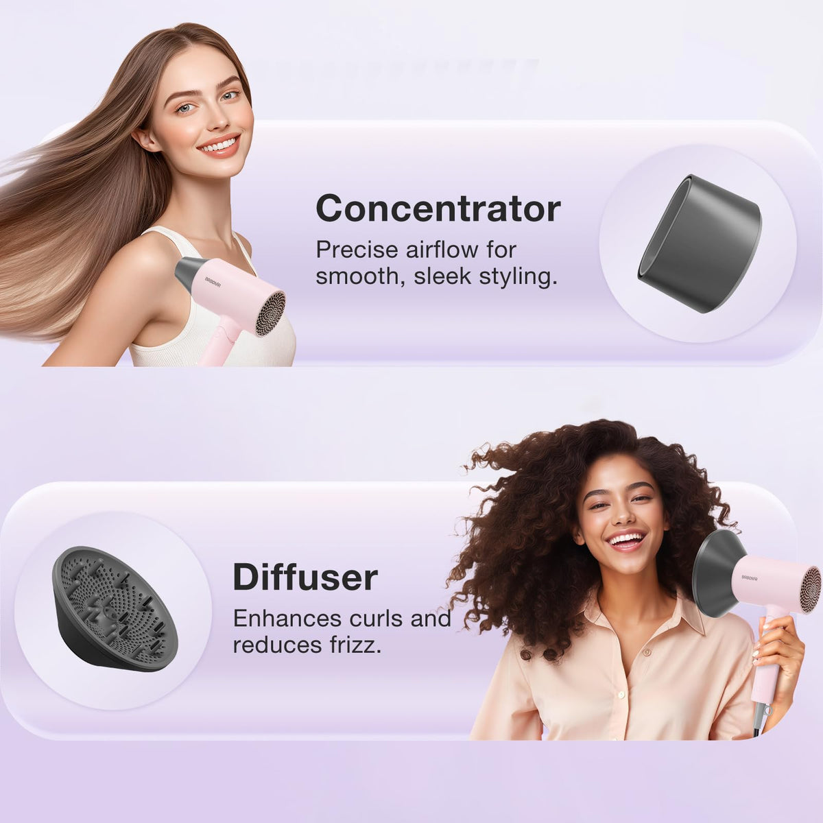 1875W Ionic Foldable Hair Dryer with Diffuser W8231