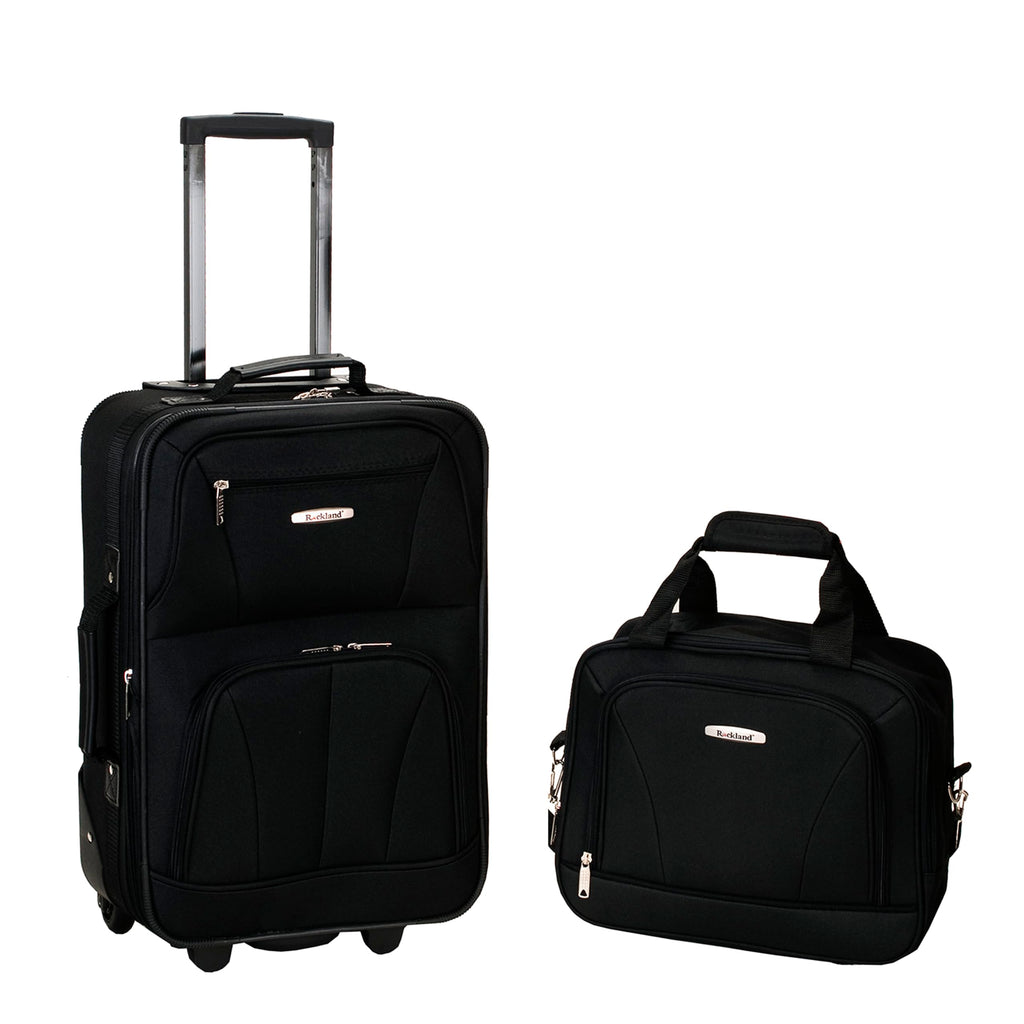 Expandable Softside Upright Luggage Set, Black, 2-Piece (14/19) B13325