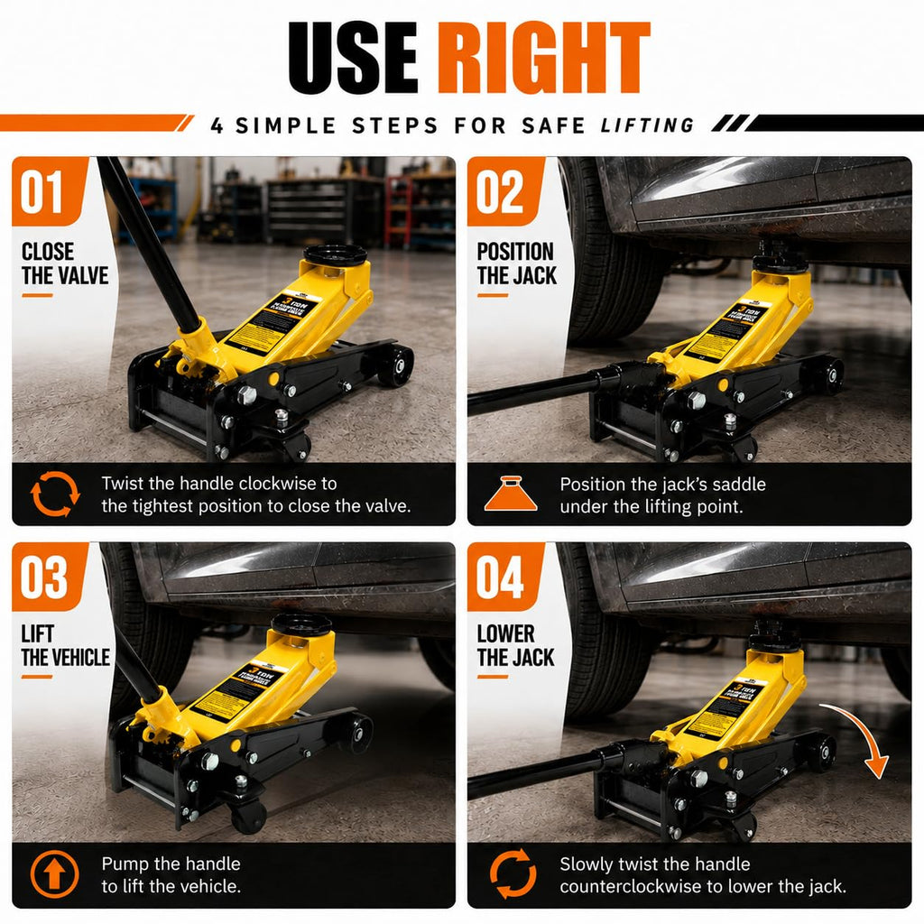 3 Ton Low Profile Steel Racing Floor Jack with Dual Pistons Quick Lift Pump Y4596