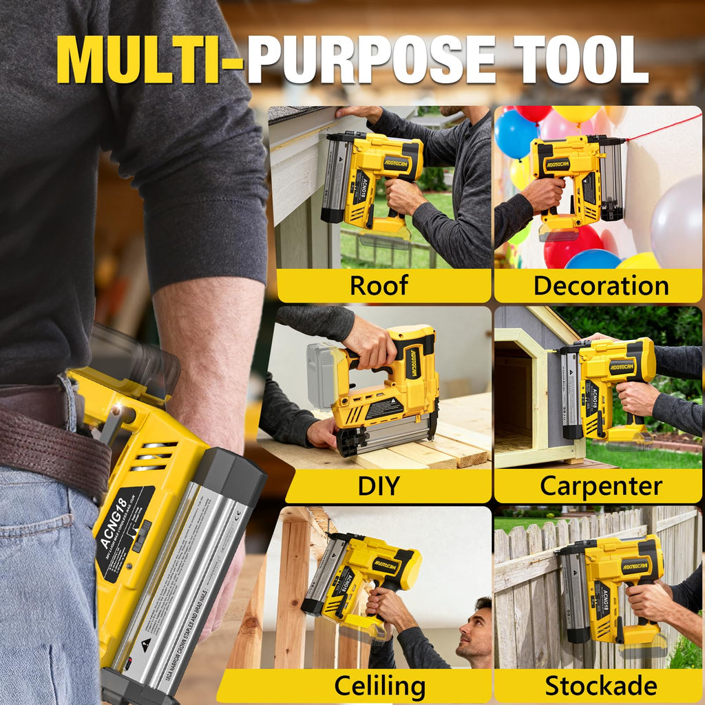 Cordless 2" Brad Nailer, 2 in 1 Electric Nail Gun/Staple Gun, 18GA Battery Powered U992672