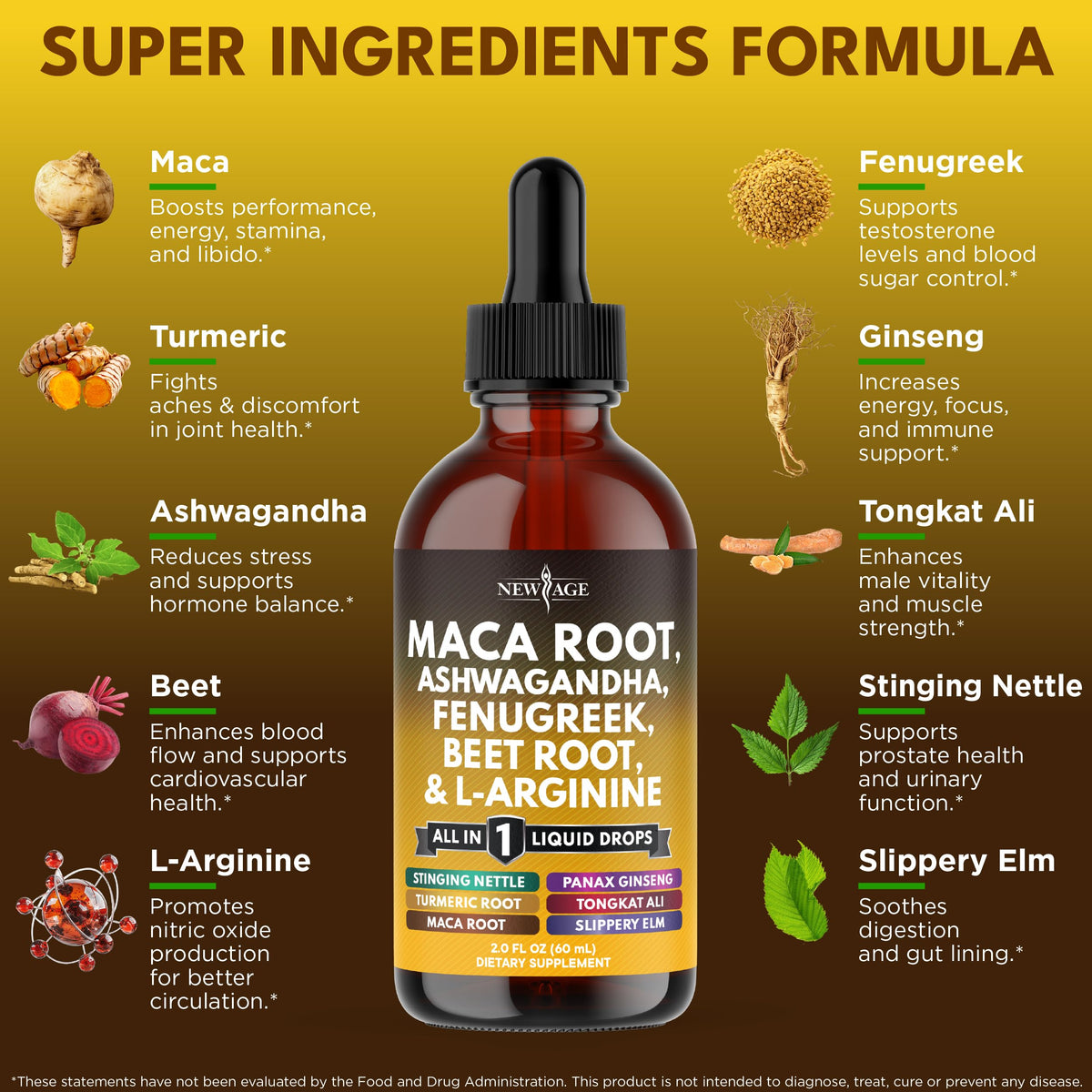 Organic Maca Root Liquid Drops with Ashwagandha 8oz M49680