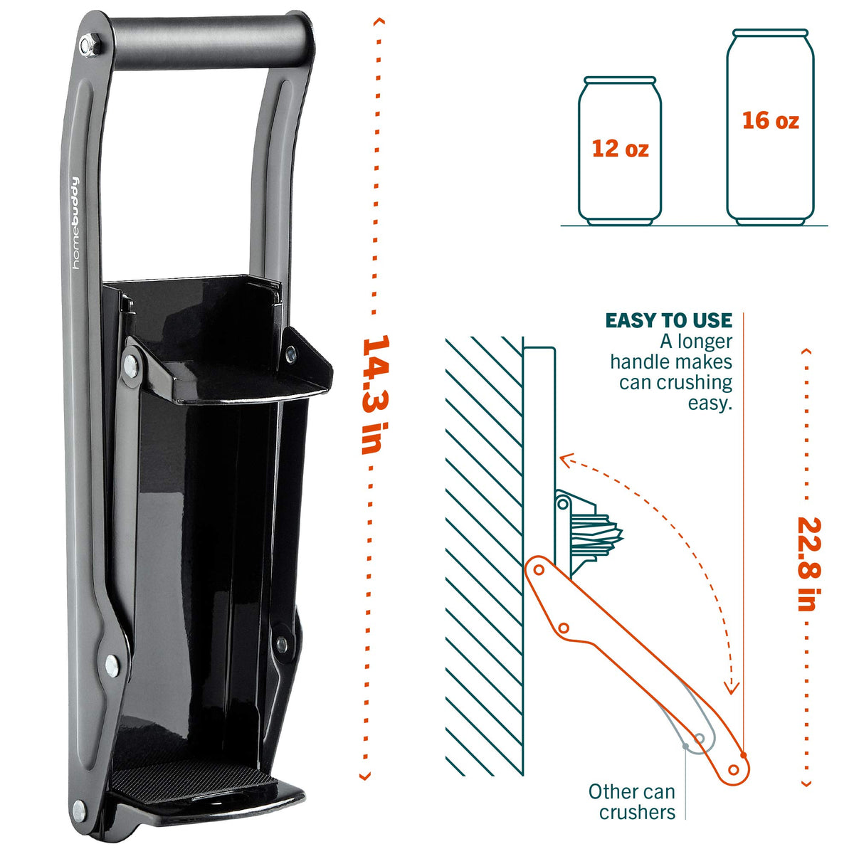 12 Oz. and 16 Oz. Wall Mounted Can Crusher O642757