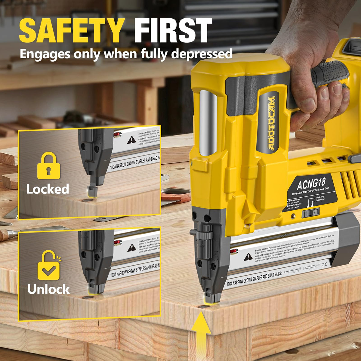 Cordless 2" Brad Nailer, 2 in 1 Electric Nail Gun/Staple Gun, 18GA Battery Powered U992672