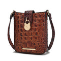 Women's Faux Crocodile Embossed Vegan Leather Crossbody Bag V261