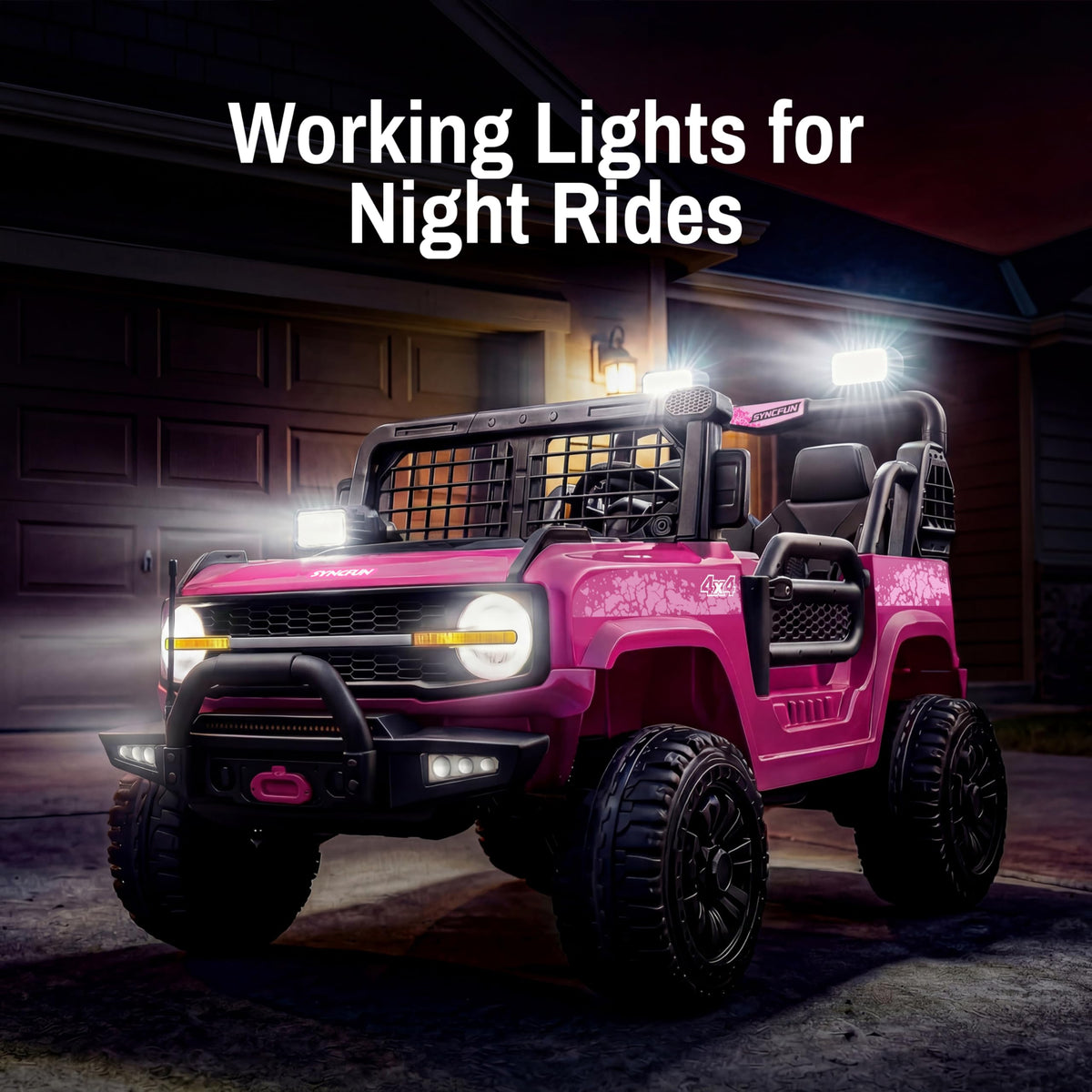 24V 2 Seater Ride On Car with Remote Control, 3 Speed Settings, All-Terrain Tires, LED Lights & Bluetooth Music, Up to 132 lbs, Pink E300985