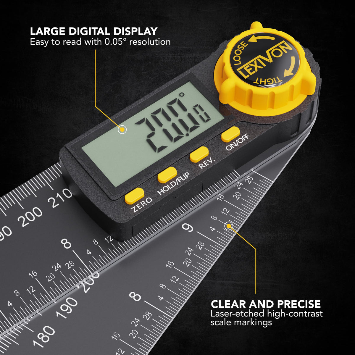 Aluminum Digital Angle Finder Gauge 10-inch 250mm Protractor H994