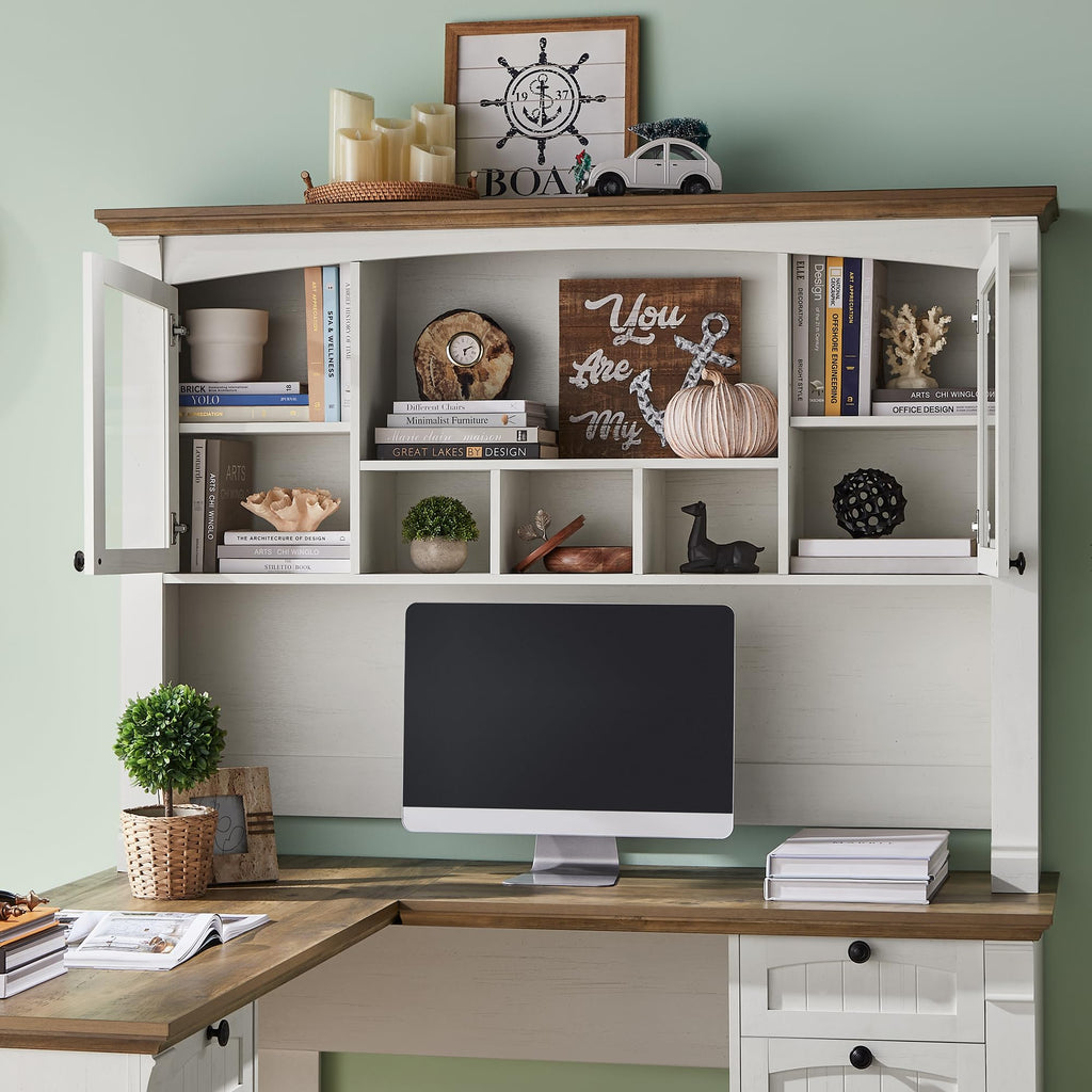 60" L Shaped Executive Desk with Hutch P174