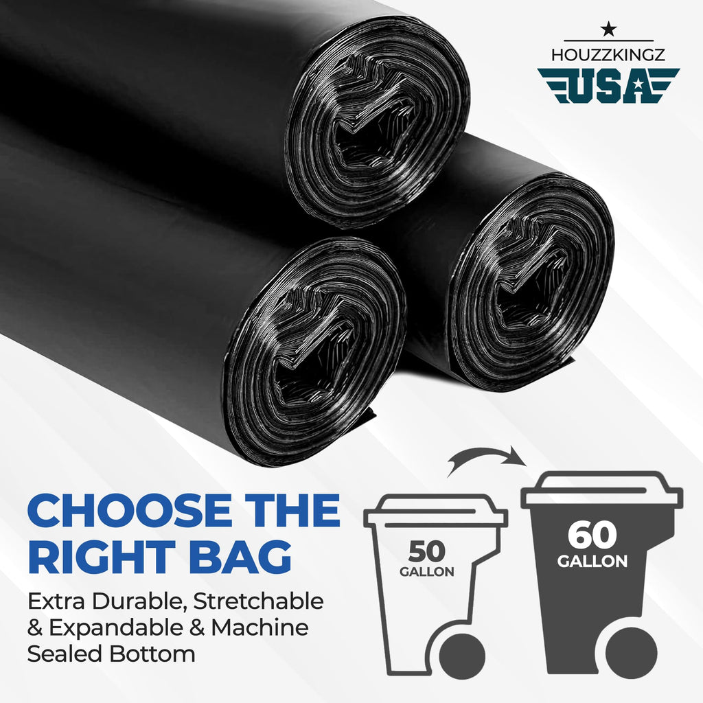 55 Gallon 20 Black Heavy Duty Trash Bags H96399