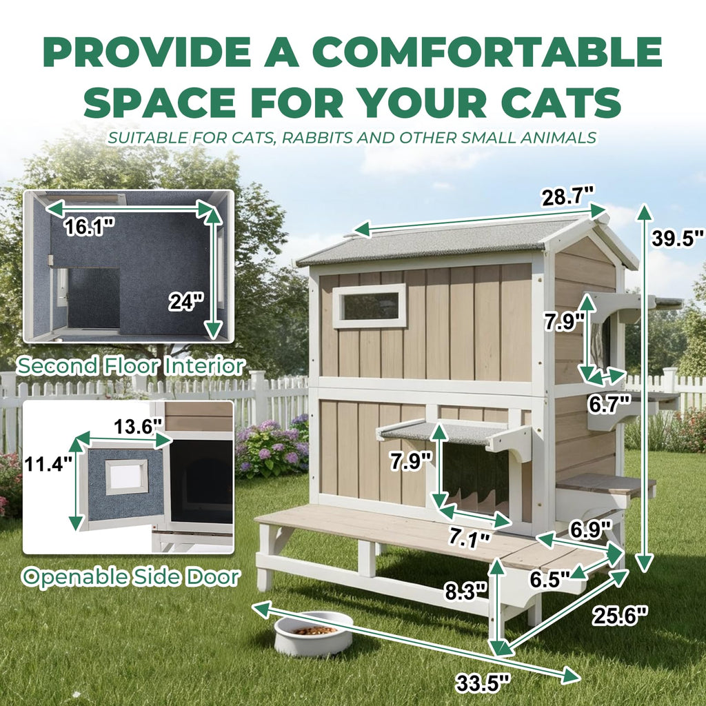 Insulated 2-Story Outdoor Cat House M494763