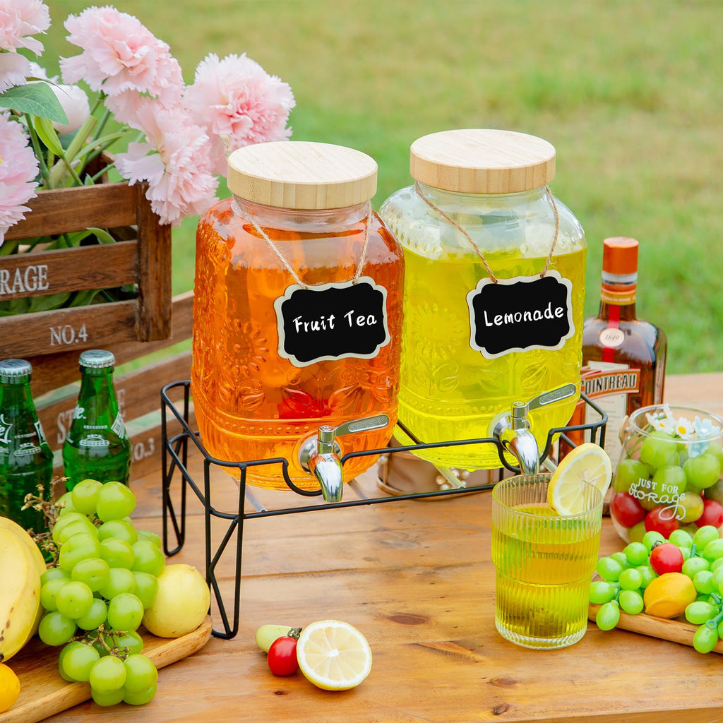 2-Pack 1 Gallon Glass Drink Dispensers with Spigot S13257