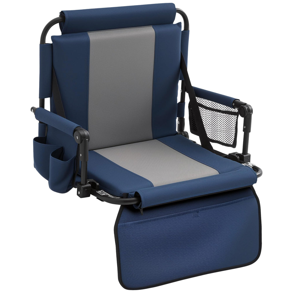 Portable Foldable Bleacher Chair with Cup Holders Blue H658