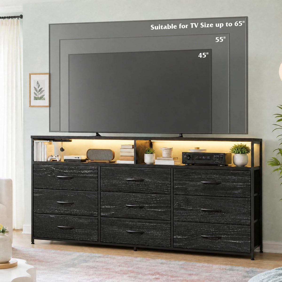Black 9 Drawer Dresser M381399