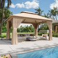12'x10' Beige Metal Gazebo T656