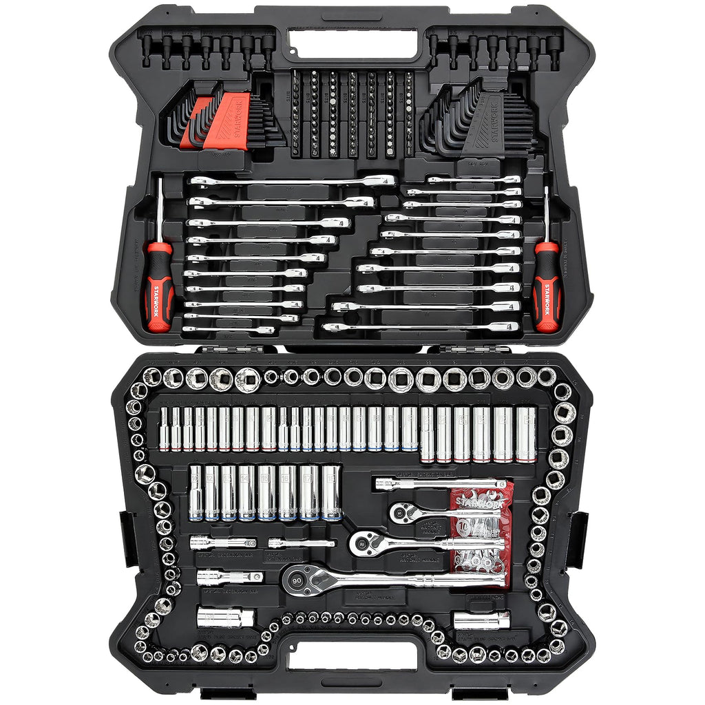 303-Piece Mechanics Tool Set and Socket Set, 1/4", 3/8", 1/2" Drive, SAE/Metric Y58506