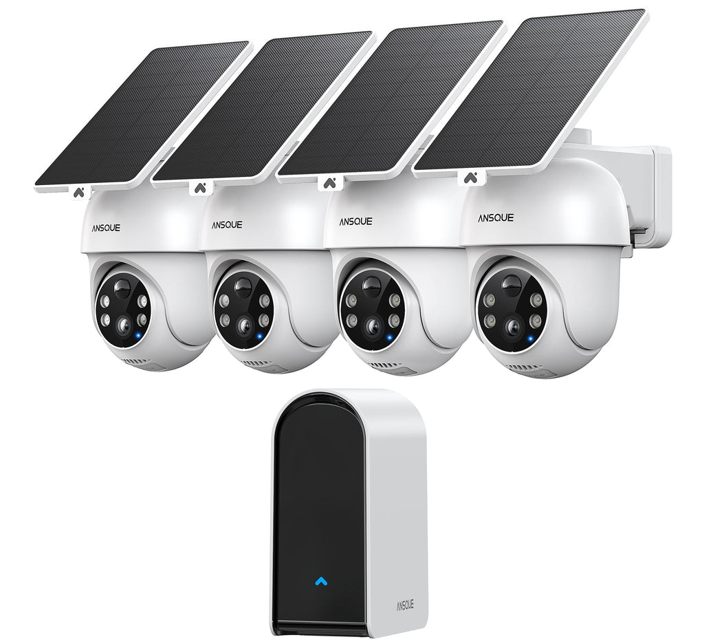 Wireless Outdoor Solar Powered 4-Cam Security Cameras S565217