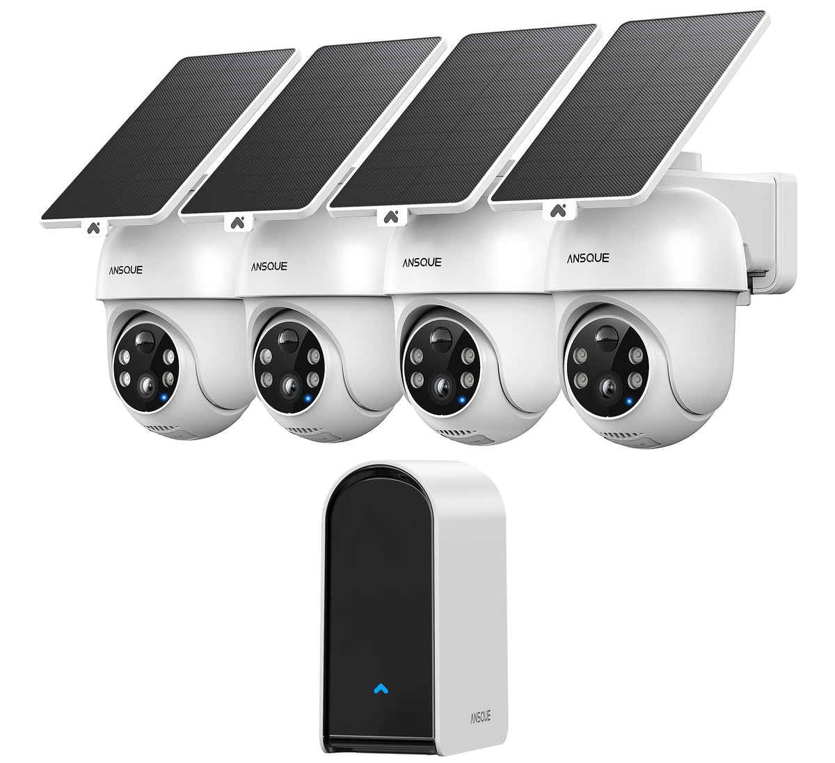 Wireless Outdoor Solar Powered 4-Cam Security Cameras S565217