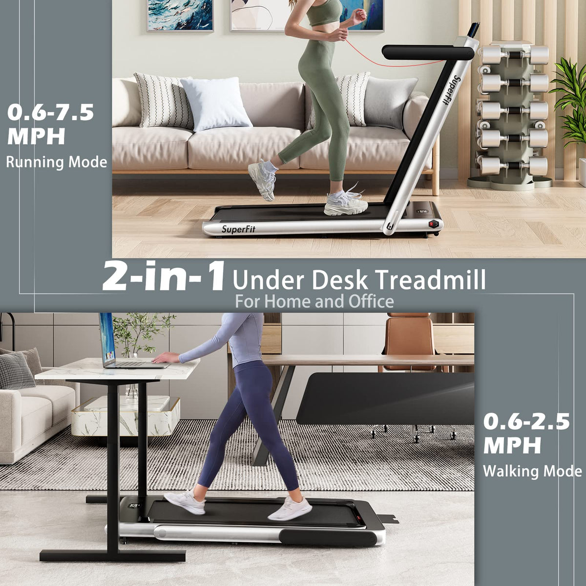 2 in 1 Folding Electric Treadmill E57696