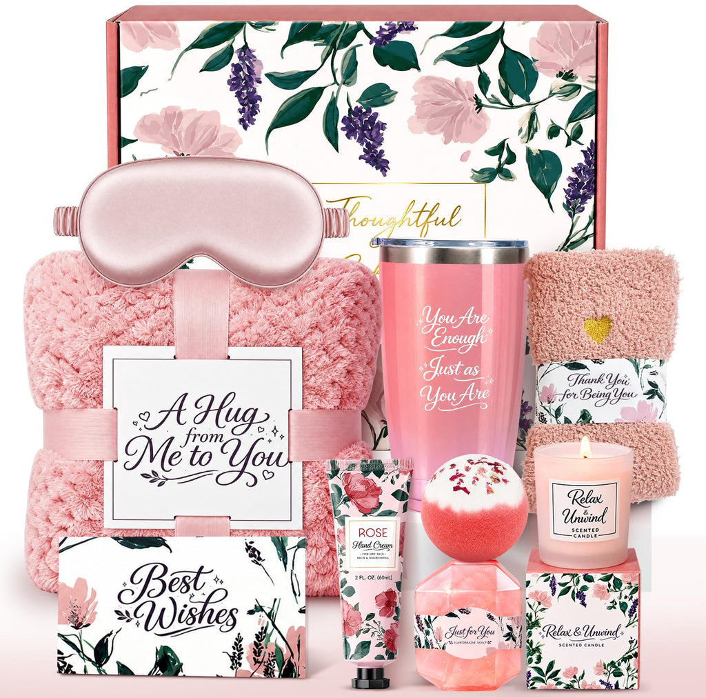 10-Piece Self Care Spa Gift Basket with Throw Blanket and Tumbler I875588