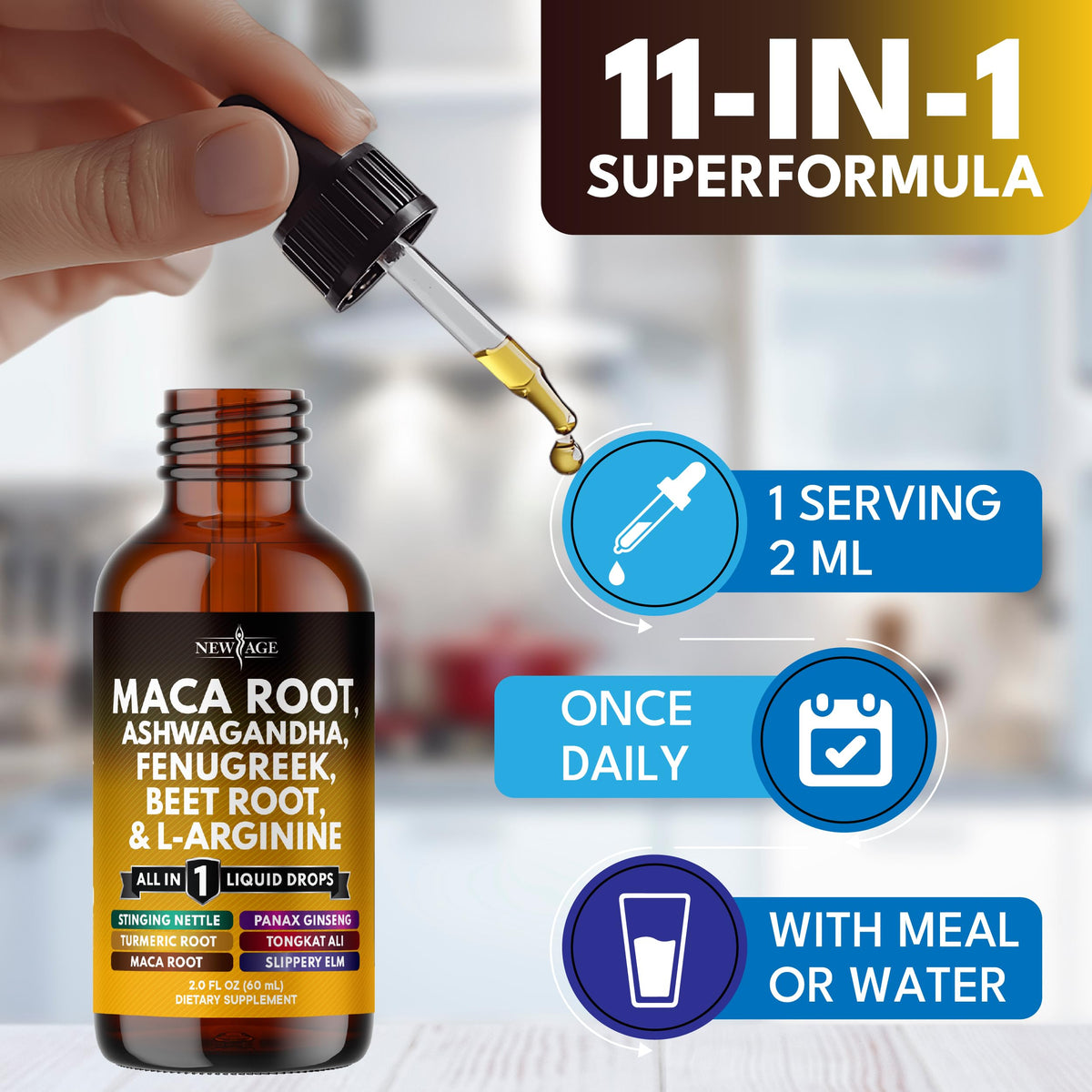 Organic Maca Root Liquid Drops with Ashwagandha 8oz M49680