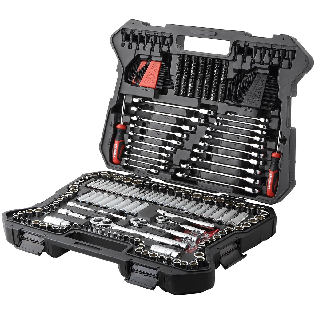 303-Piece Mechanics Tool Set and Socket Set, 1/4", 3/8", 1/2" Drive, SAE/Metric Y58506