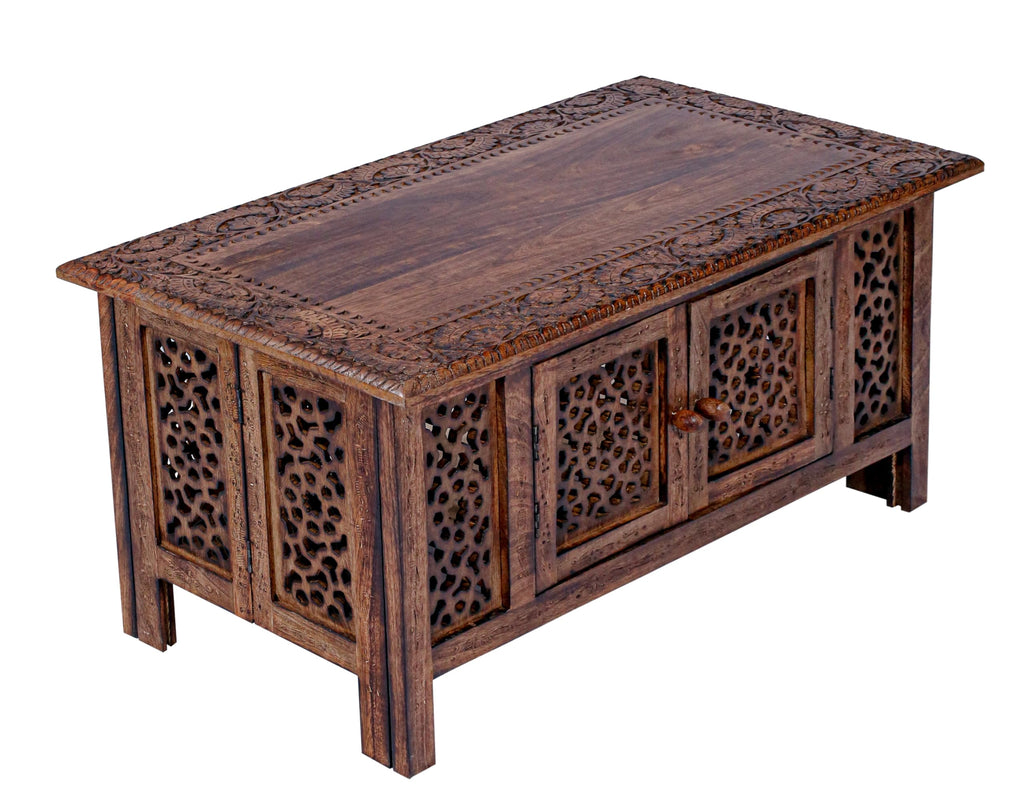Hand-Carved Mango Wood Coffee Table K29393