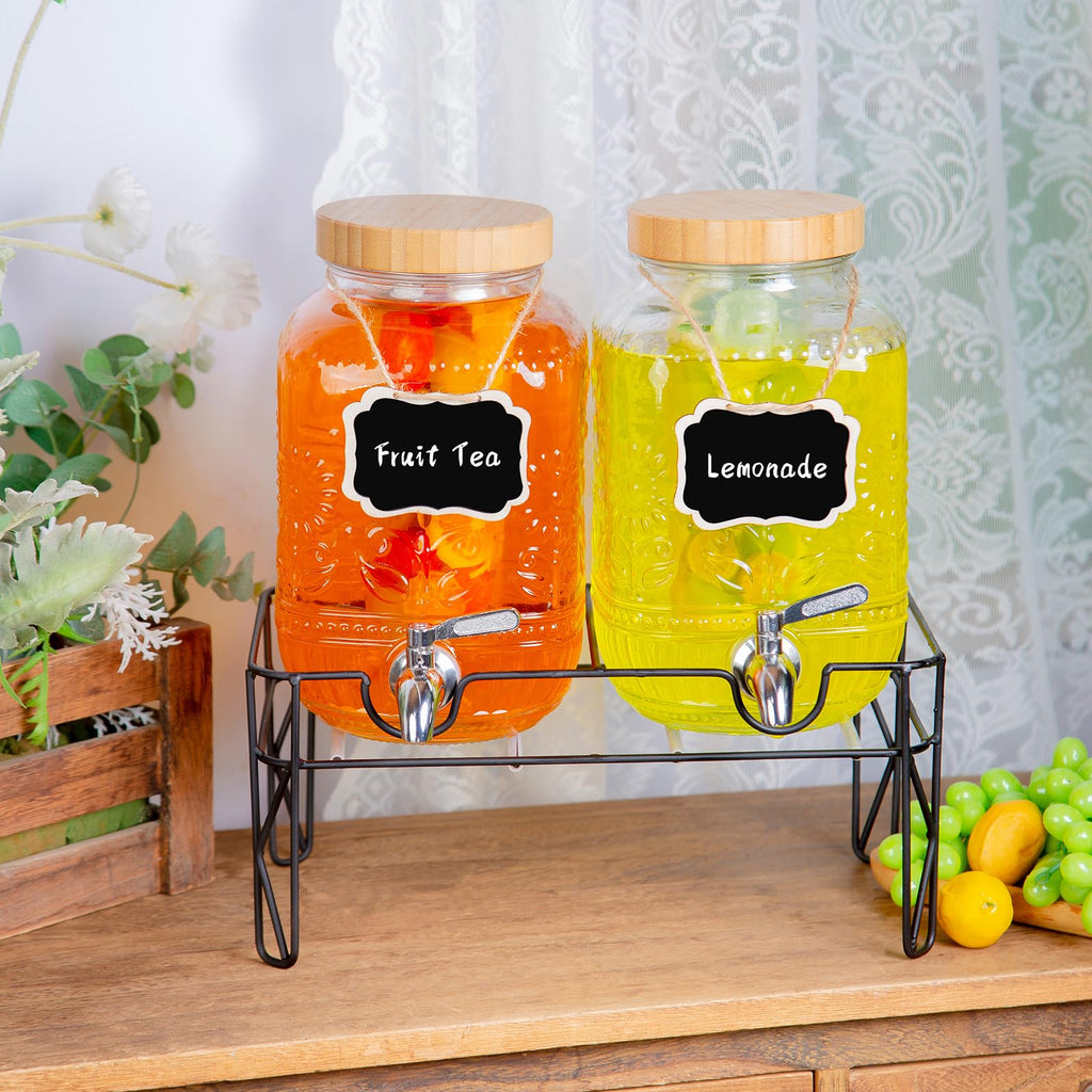 2-Pack 1 Gallon Glass Drink Dispensers with Spigot S13257