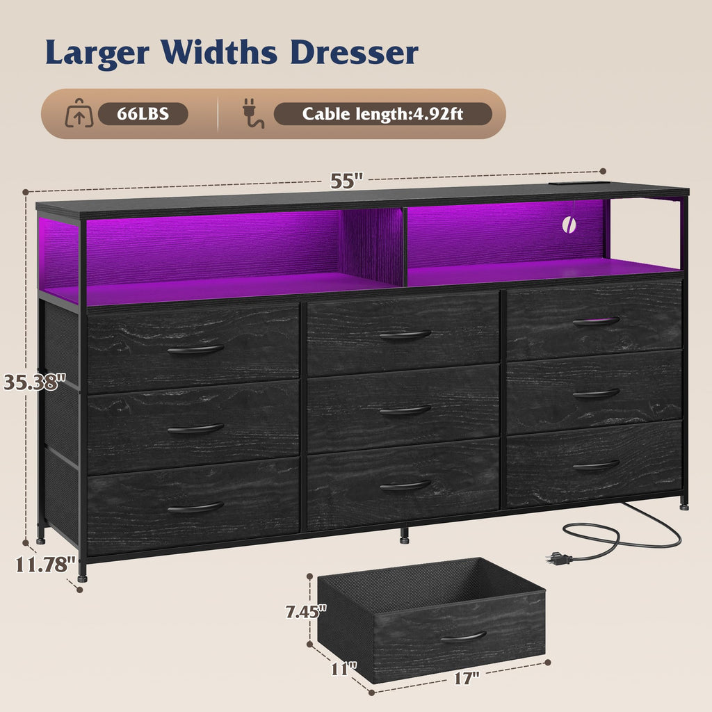 Black 9 Drawer Dresser M381399