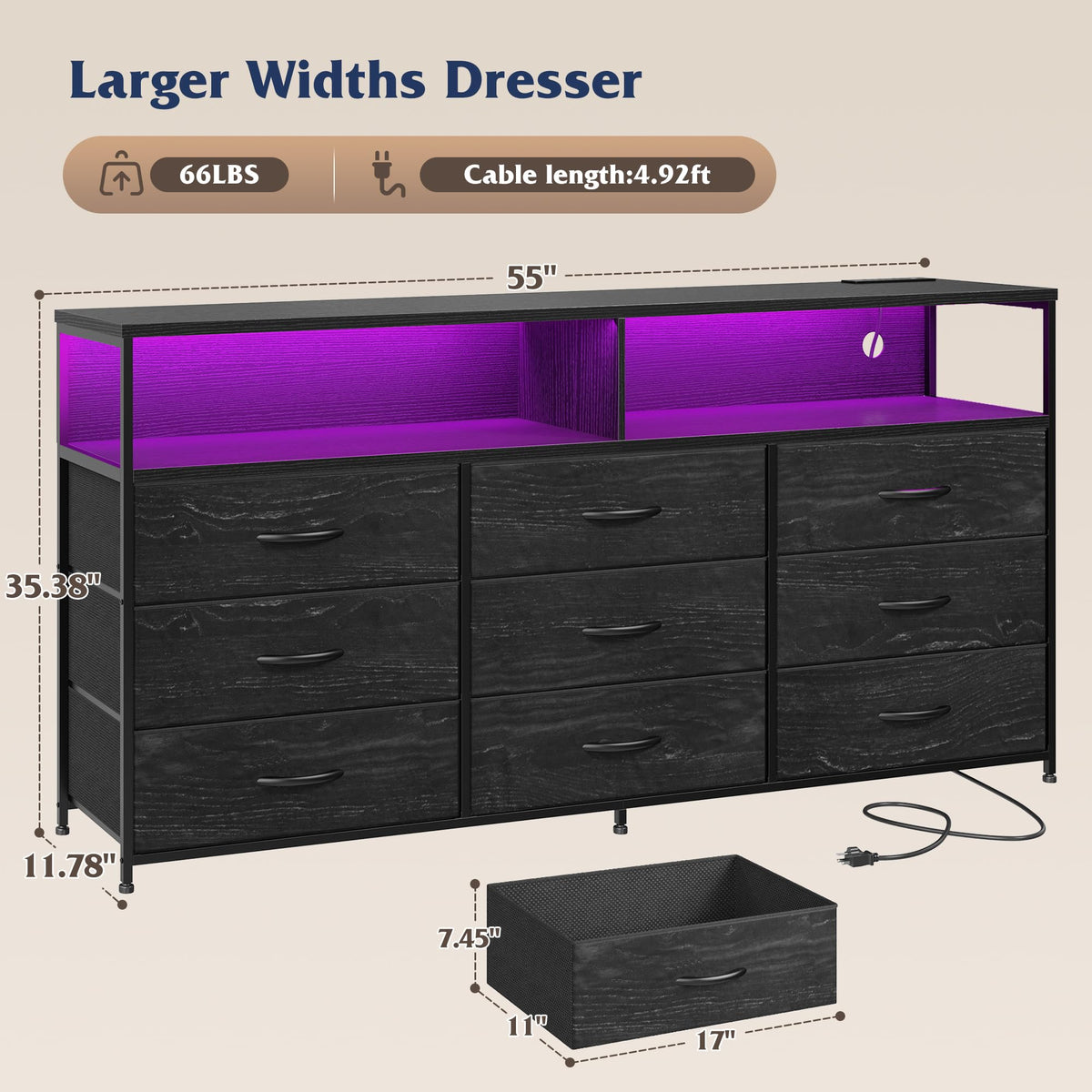 Black 9 Drawer Dresser M381399