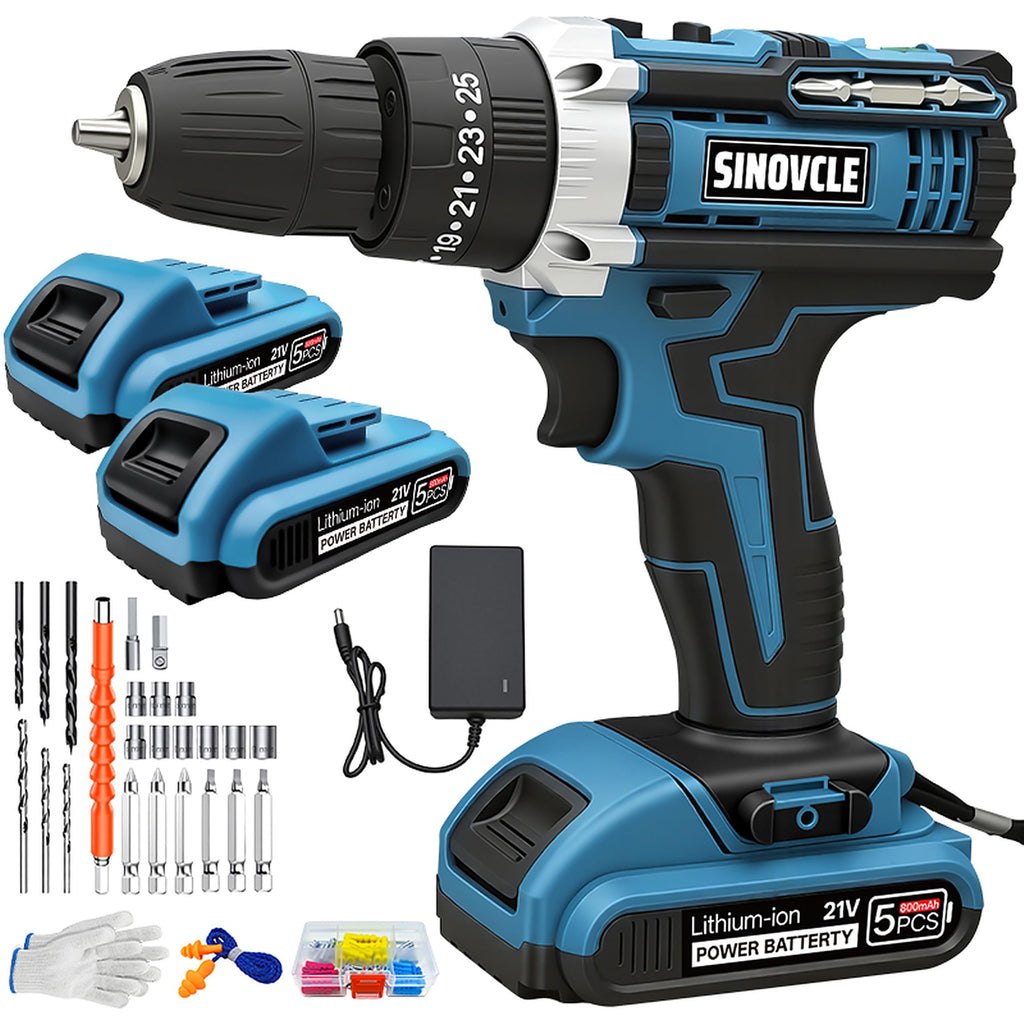 21V Cordless Drill, 2 Batteries, 50Nm Torque, 30-Piece Kit F5950