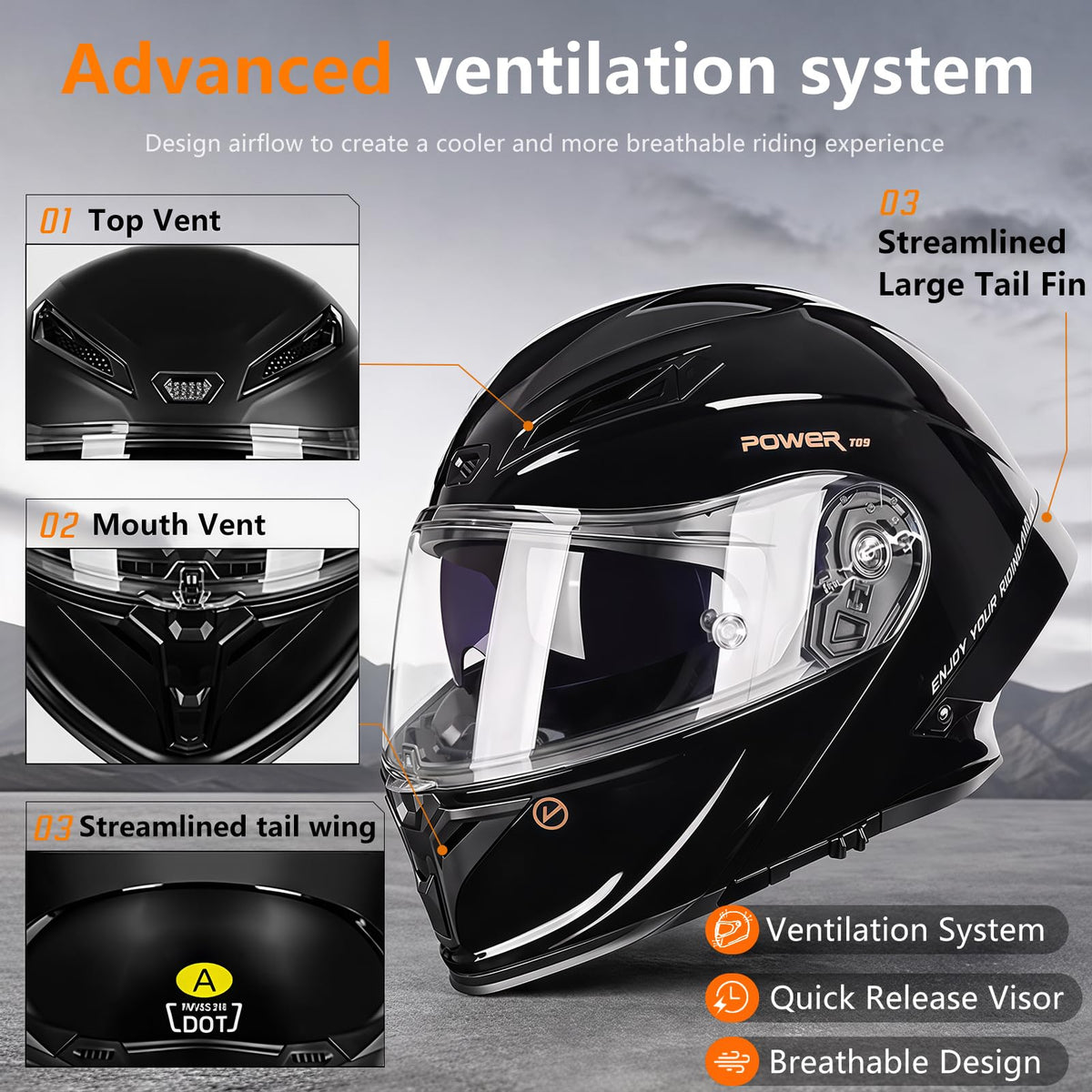 Motorcycle Helmet Bluetooth DOT Approved T77382