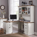 60" L Shaped Executive Desk with Hutch P174
