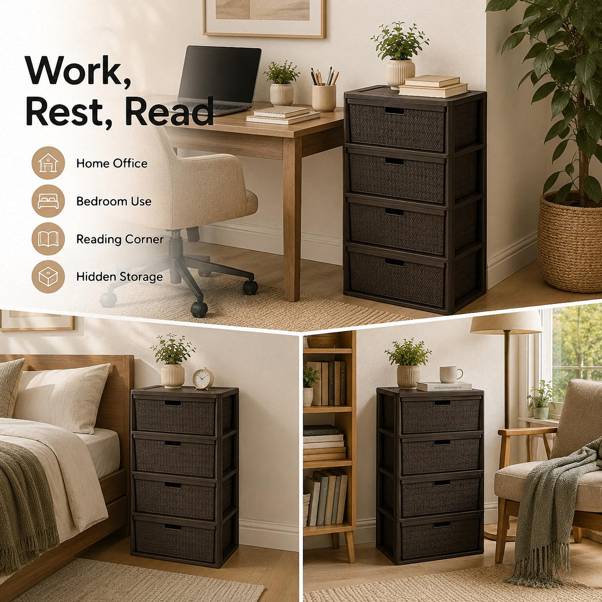 4 Drawer Plastic Storage Tower T170672