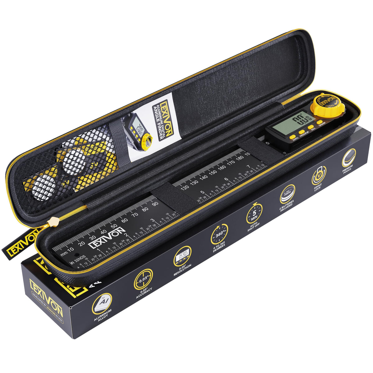Aluminum Digital Angle Finder Gauge 10-inch 250mm Protractor H994