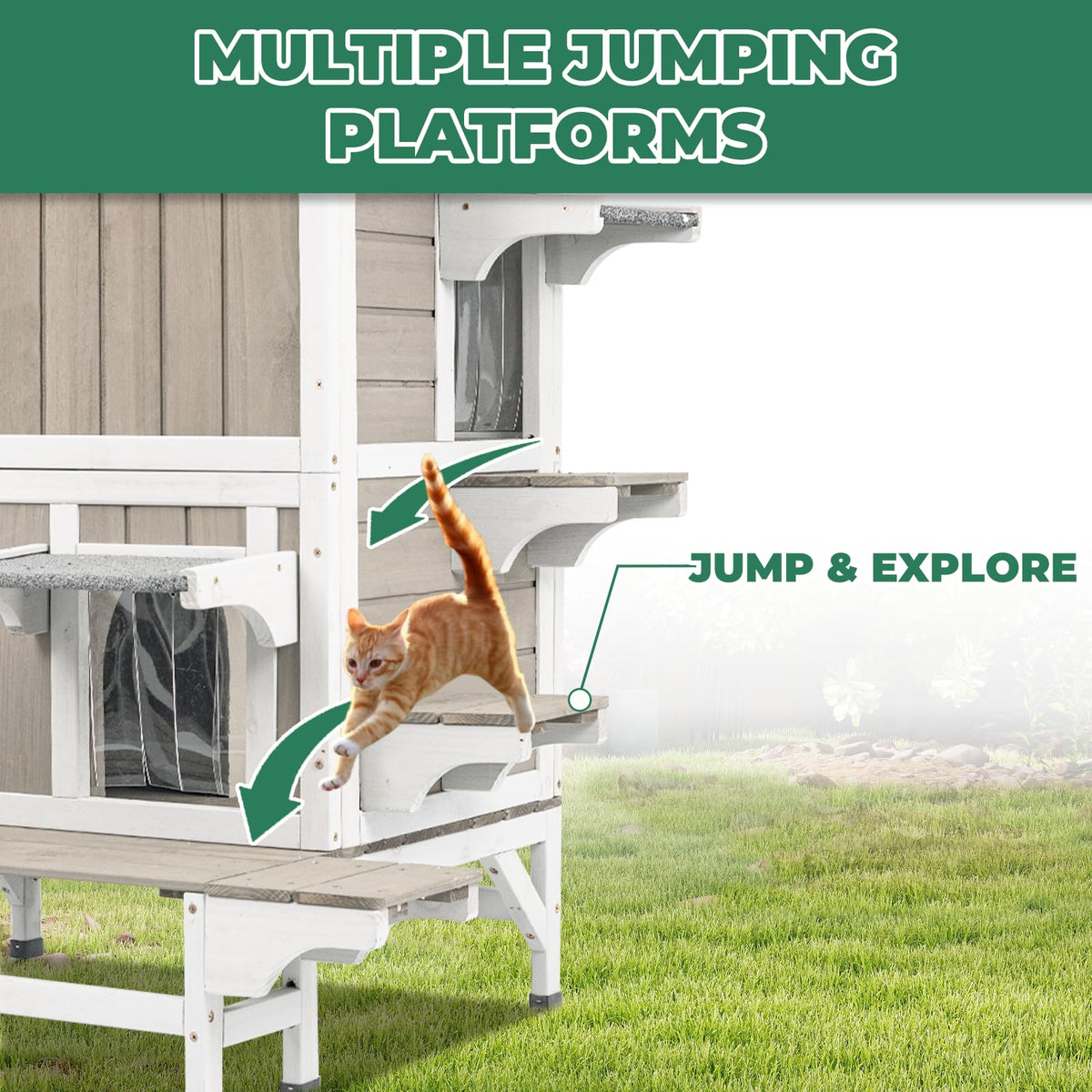 Insulated 2-Story Outdoor Cat House M494763