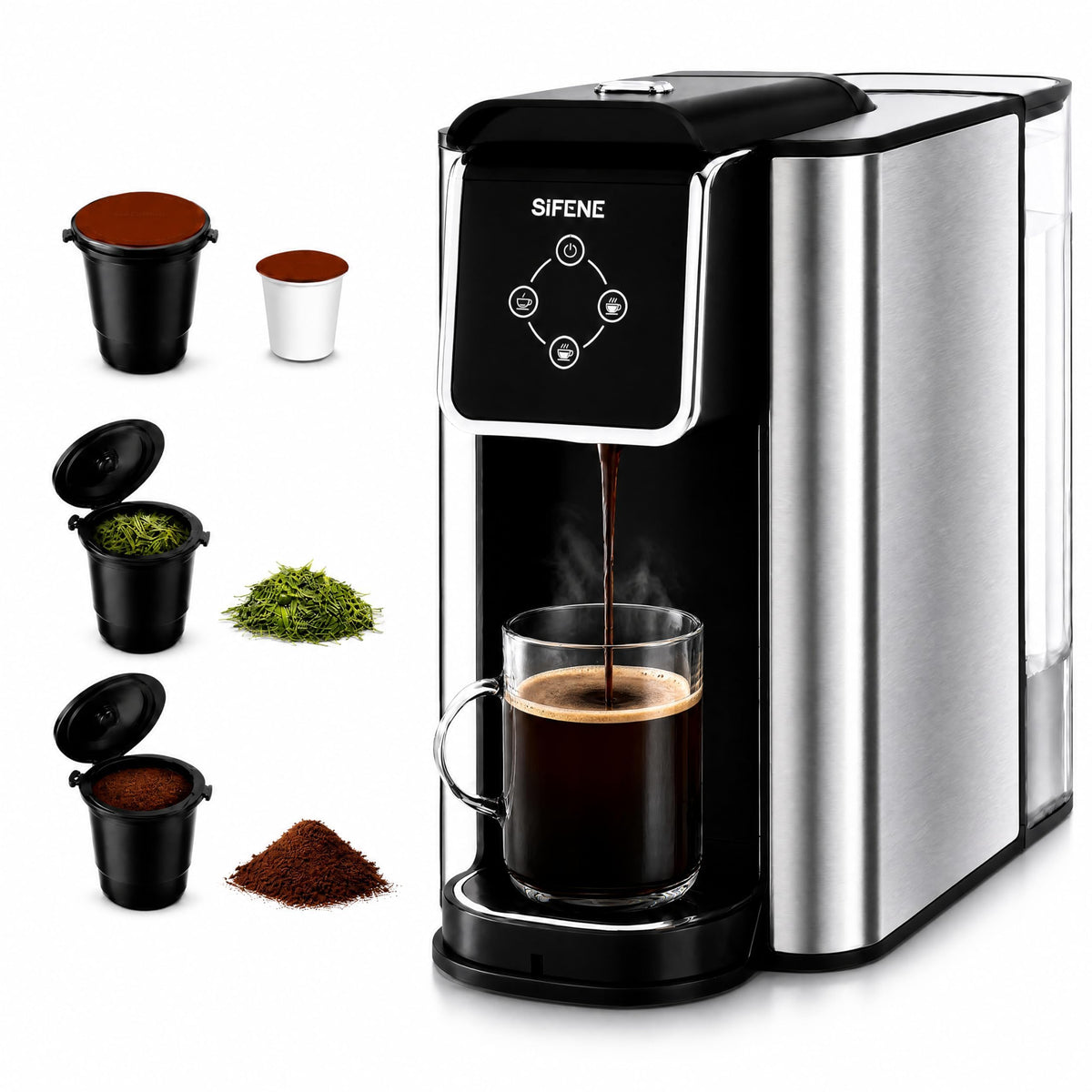 3-in-1 Single Serve Coffee Machine, 50 oz, Black X70369