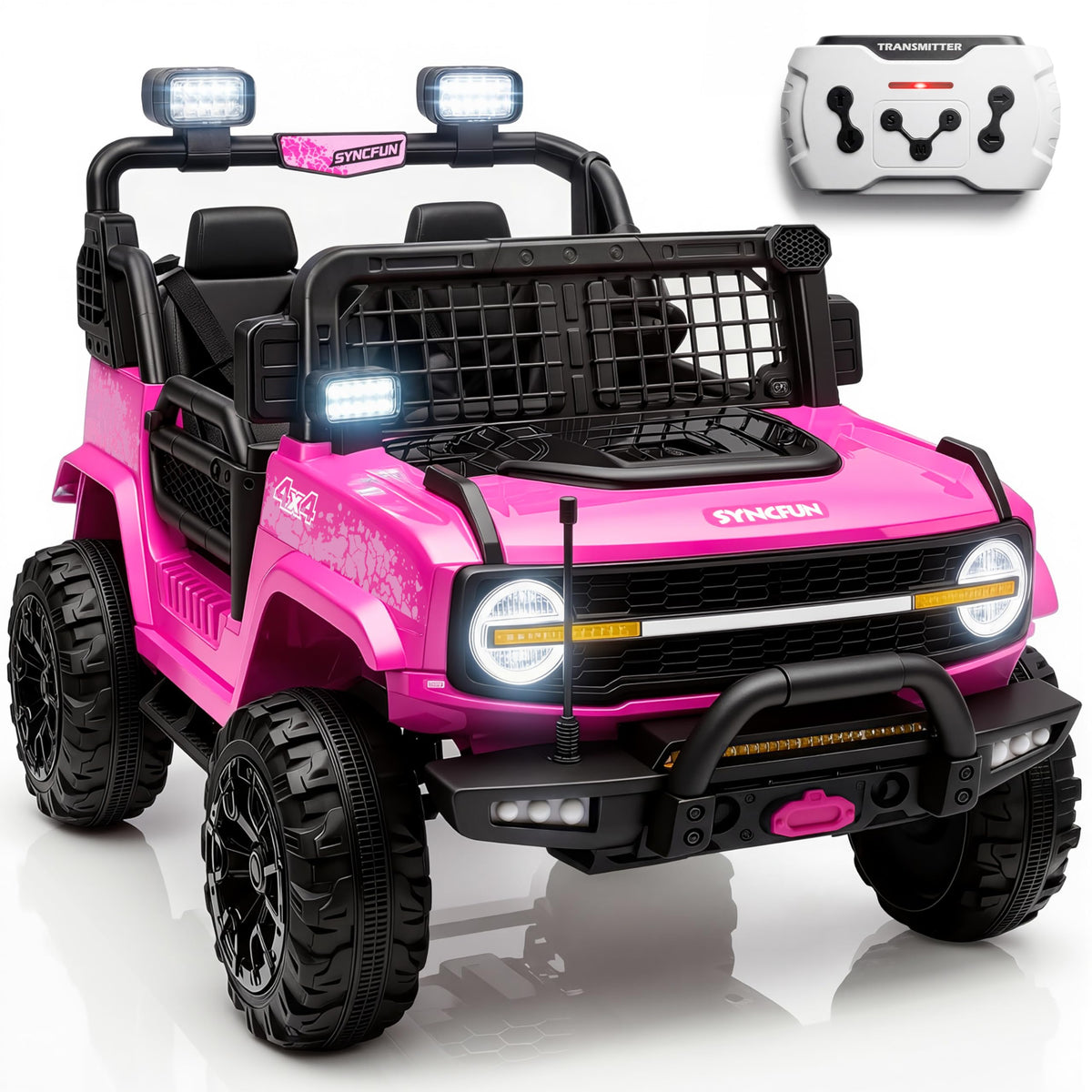 24V 2 Seater Ride On Car with Remote Control, 3 Speed Settings, All-Terrain Tires, LED Lights & Bluetooth Music, Up to 132 lbs, Pink E300985
