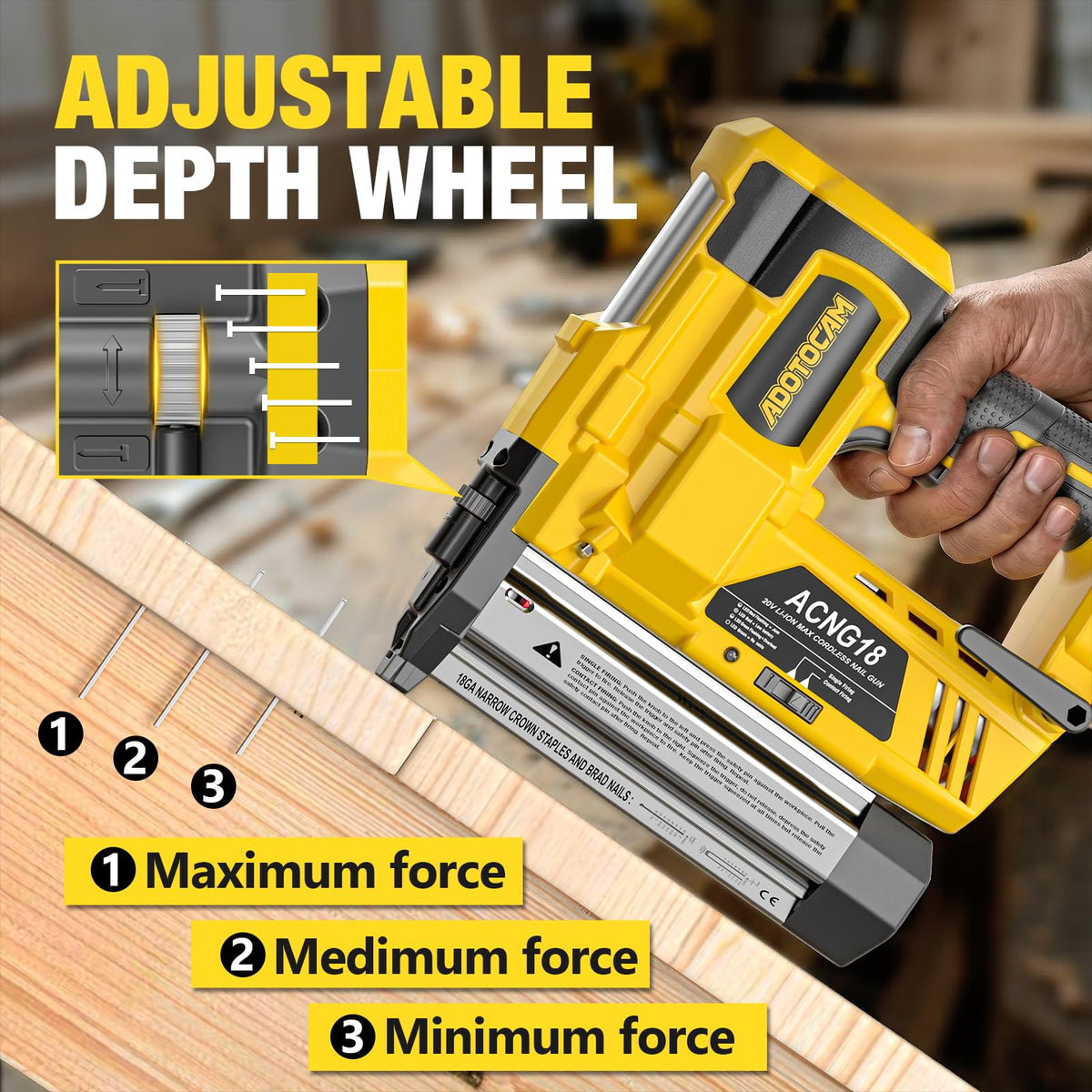 Cordless 2" Brad Nailer, 2 in 1 Electric Nail Gun/Staple Gun, 18GA Battery Powered U992672