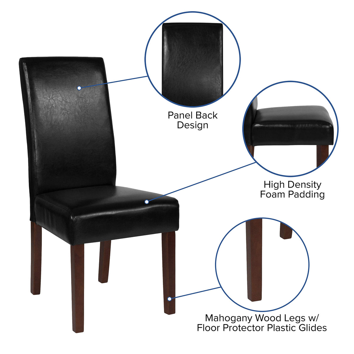 Black Faux Leather Parsons Chair 2-Pack O60216