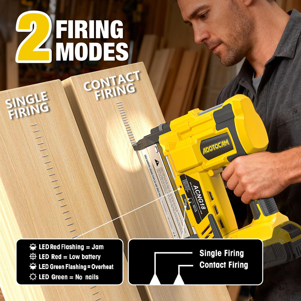 Cordless 2" Brad Nailer, 2 in 1 Electric Nail Gun/Staple Gun, 18GA Battery Powered U992672