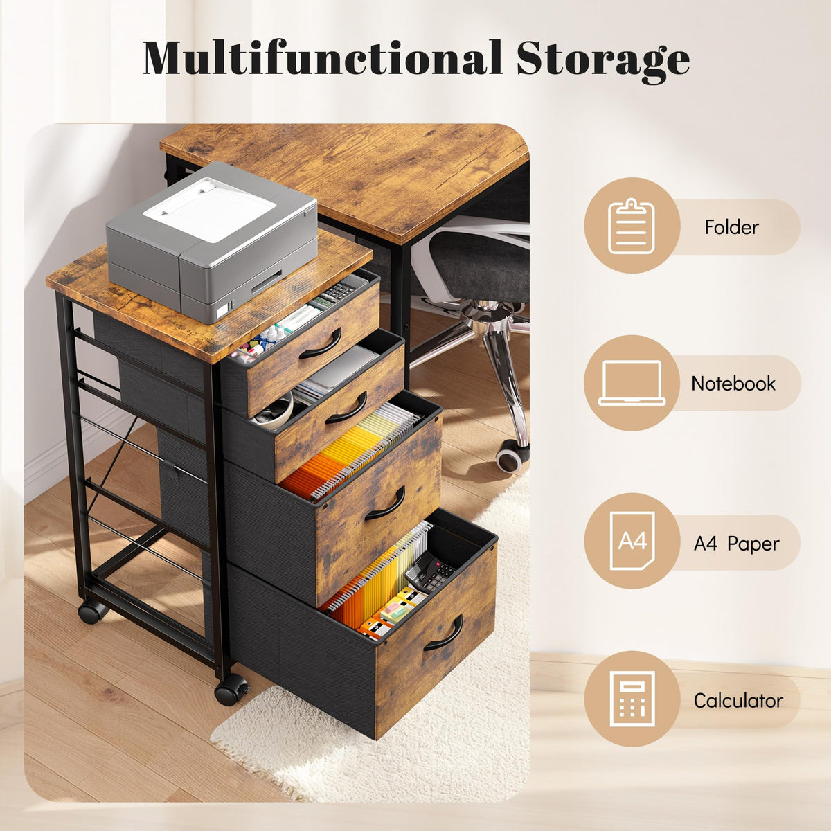 4 Drawer Rolling File Cabinet O73902
