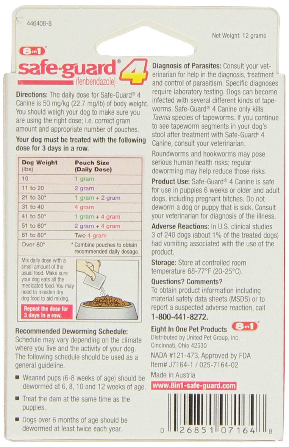 Canine Dewormer for Large Dogs 4-Gram Pack of 2 O19024