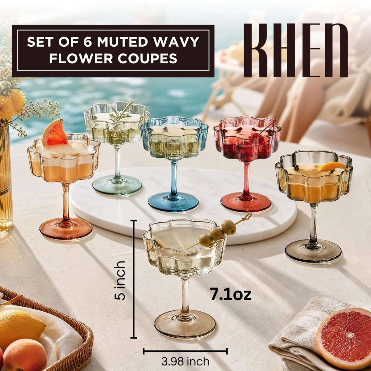 Scalloped Glass Coupes 7oz 6 Set C2695