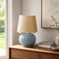 Small Ceramic Table Lamp with Rattan Woven Shade K607