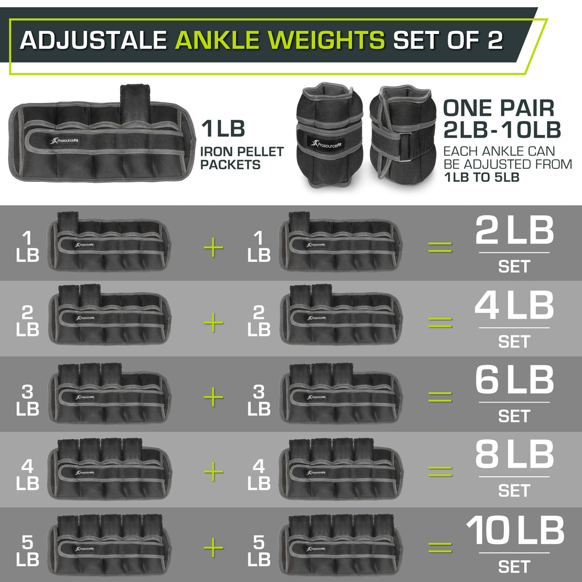 Ankle Wrist Arm Leg Weights Set of 2 Adjustable Strap J572
