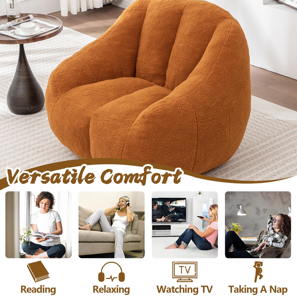 Faux Fur Oversized Bean Bag Chairs with Filler X18187